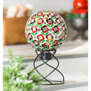 10" Mosaic Glass Gazing Ball, Poinsettia,84g3542