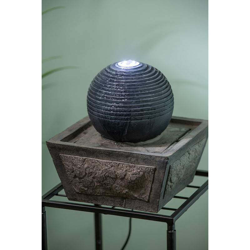 Evergreen Fountains,Ridged Globe Fountain with Planter Shelf,12.8x10.04x35.04 Inches