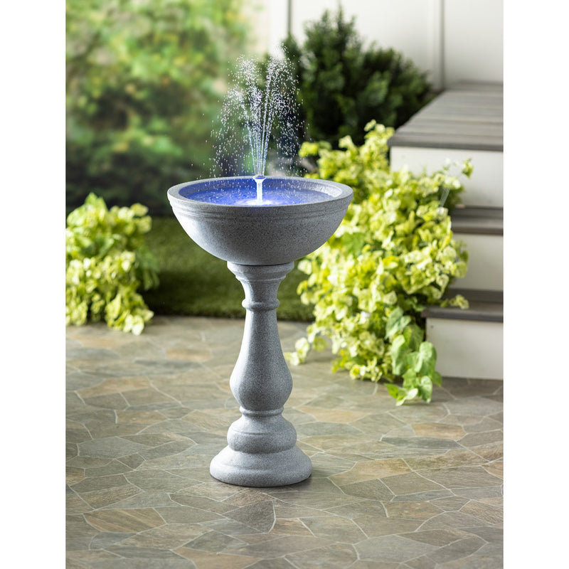 Evergreen Fountains,Valencia" Round Birdbath w/Smart Fountain,19x19x30 Inches