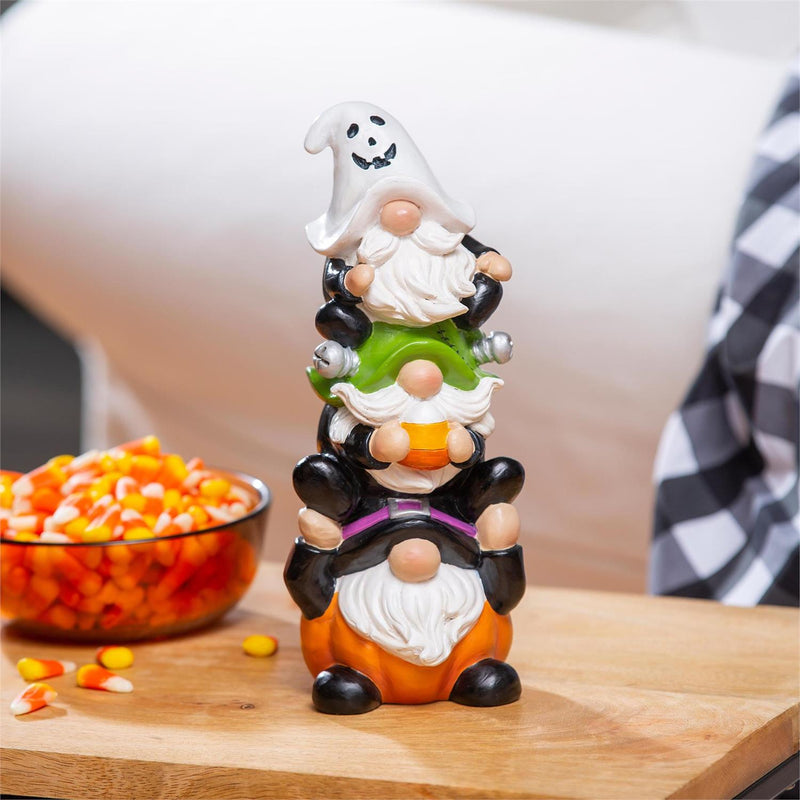 10.5"H Stacked Halloweeen Gnome Trio