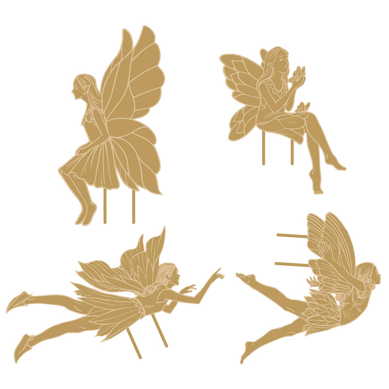 Metal Plant Accessory Sheet, Garden Fairies, 4 PCS