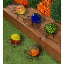 6" Art Glass Gazing Ball with Stand, Bumble Bee