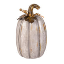 Evergreen Statuary,Resin Galvanized Pumpkin Statues, Set of 2,5.31x5.31x8.86 Inches