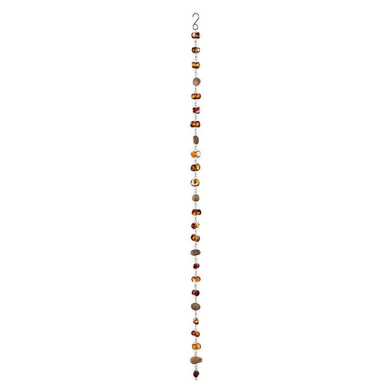 Amber Metal and Glass Rain Chain, 70"H