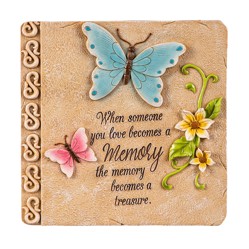 Memorial Butterfly Square Garden Stone, 11"L x 11"H