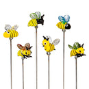 Pollinator Garden Stake, Bee Glass Plant Pick, 15"