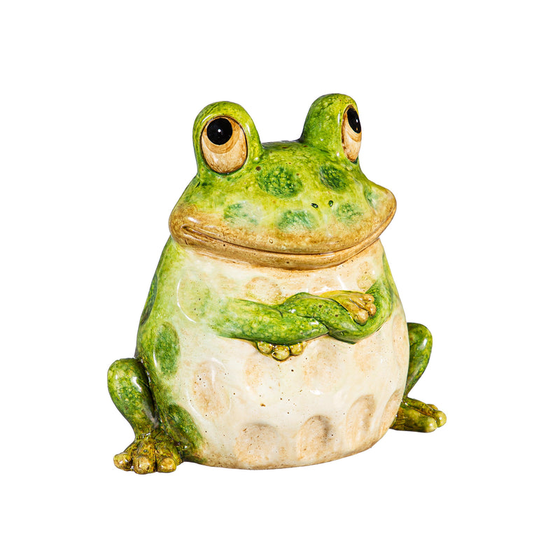 Pollinator Garden Statue, Ceramic Frog Family Statue, Set of 3, 7"H