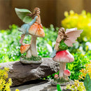 Resin Fairy Sitting On Mushroom Statue, 6"H