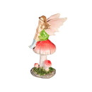 Resin Fairy Sitting On Mushroom Statue, 6"H