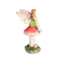Resin Fairy Sitting On Mushroom Statue, 6"H