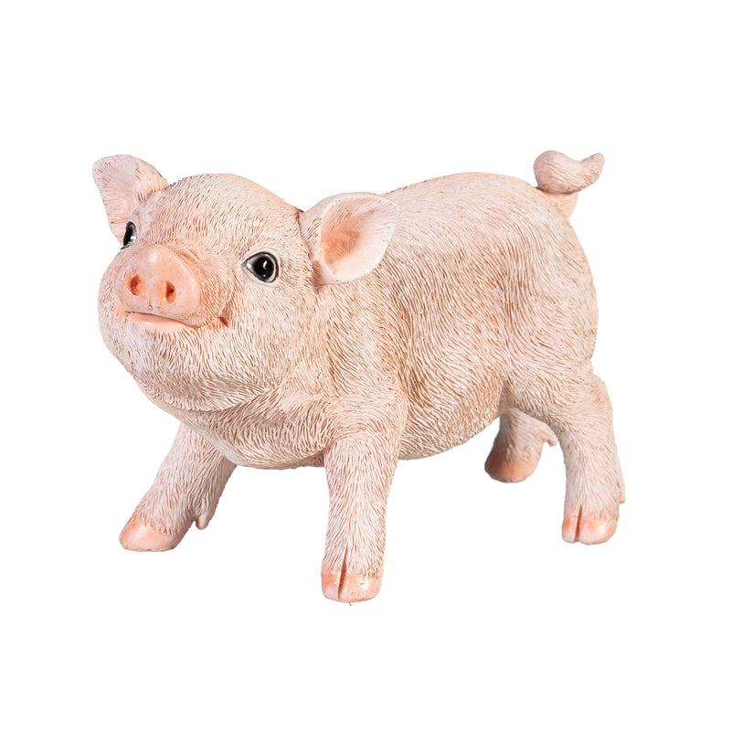 Petal & Plow Garden Statue, Resin Happy Pig Statue, 5"H