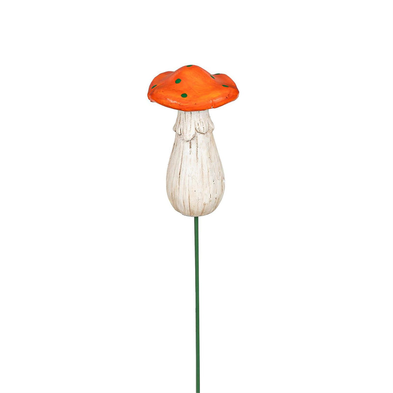 Mushroom Resin Plant Pick with Mushroom Planter, 7"H
