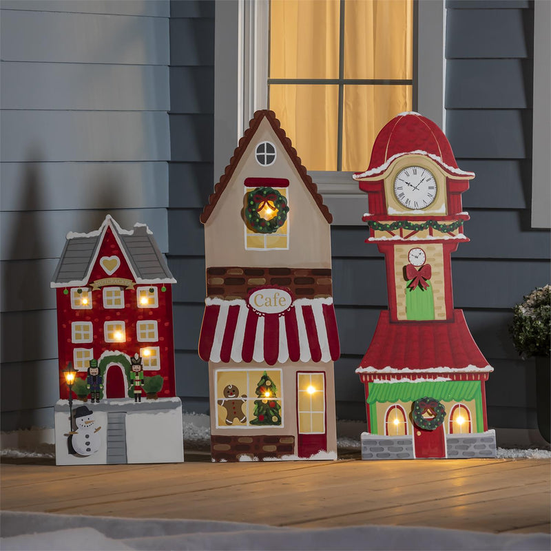 30" Nutcracker Wooden Porch Leaner with LED Lights