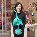 27"H Faux Whimsy Tree with Pot, Teal,8flp338