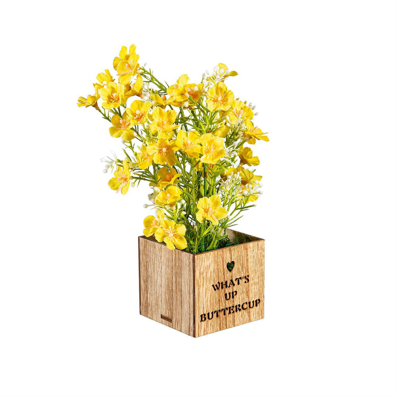 Spring Blooms in LED Wooden Pot