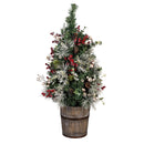 Woodland Storybook Tree Artificial LED Wood Potted Frosted Holly Berry, 32"H
