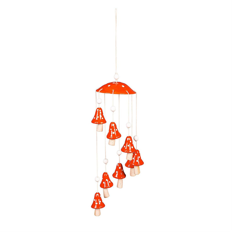 Garden of Wonder Outdoor Hanging Décor, Ceramic Red Mushroom