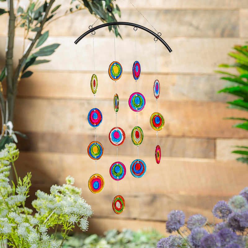 Palm Beach Outdoor Hanging Decor, Glass Colorful Circles