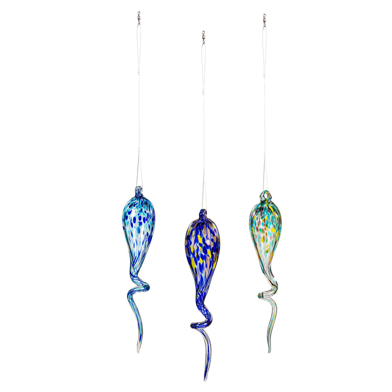 Outdoor Glass Swirly Ornament, Set of 3