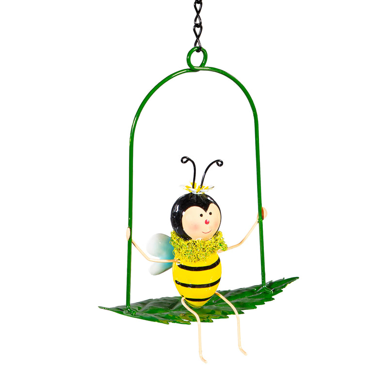Pollinator Garden Outdoor Hanging Decor, Metal, Swinging Garden Friend, Asst of 4