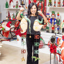 Traditional Santa Garden Accent, Metal Hanging Decor, Santa "Ho, Ho, Ho", Asst of 2