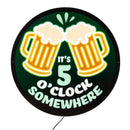 LED Wall Decor, Edgelite, Large Round, 5 O'Clock Somewhere