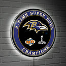 Baltimore Ravens 3X Superbowl Champions Football Round LED Wall Decor