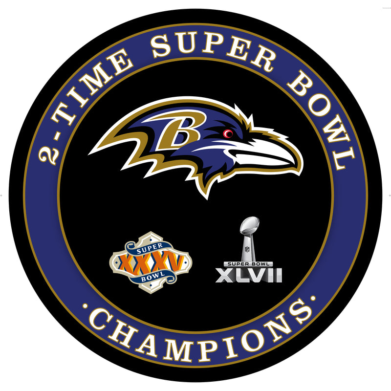 Baltimore Ravens 3X Superbowl Champions Football Round LED Wall Decor