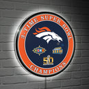 Denver Broncos 3X Superbowl Champions Football Round LED Wall Decor