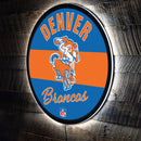 Denver Broncos NFL Football Large Round Vintage Edgelite LED Decor