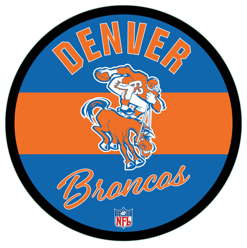 Denver Broncos NFL Football Large Round Vintage Edgelite LED Decor