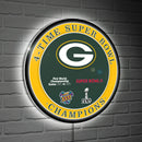 Green Bay Packers 4X Superbowl Champions Football Round LED Wall Decor