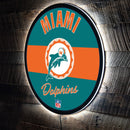 Miami Dolphins NFL Football Large Round Vintage Edgelite LED Decor