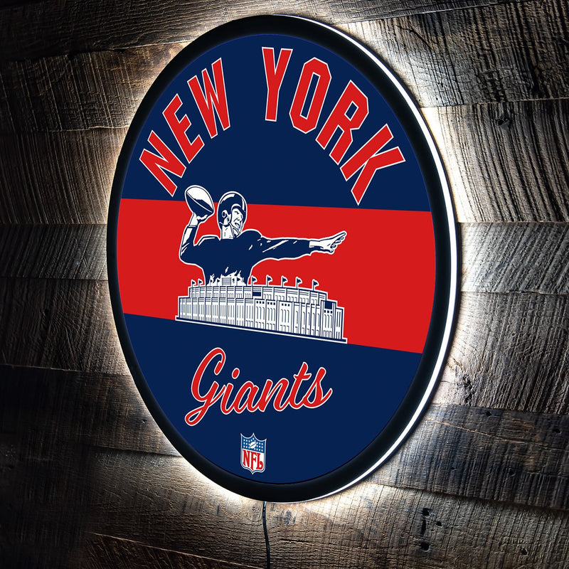 New York Giants NFL Football Large Round Vintage Edgelite LED Decor