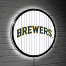Milwaukee Brewers Baseball Pinstripe Round LED Wall Decor