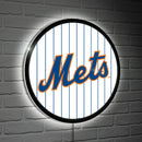 New York Mets Baseball Pinstripe Round LED Wall Decor