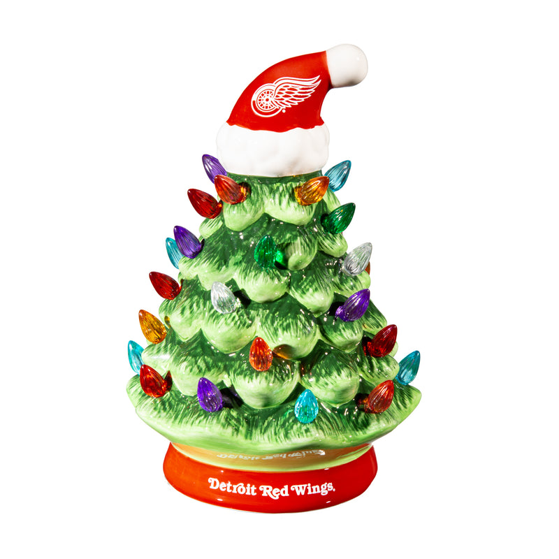 8" LED Ceramic Christmas Tree, Detroit Red Wings
