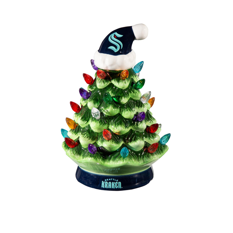 8" LED Ceramic Christmas Tree, Seattle Kraken