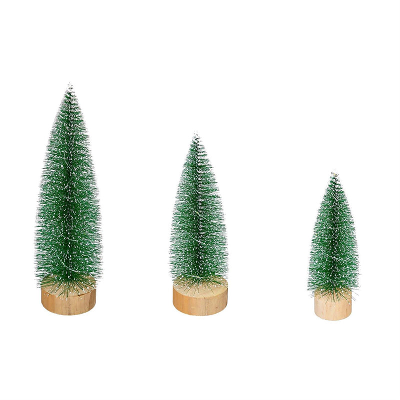 LED Bottlebrush Trees, White Tipped Snow Covered, Set of 3
