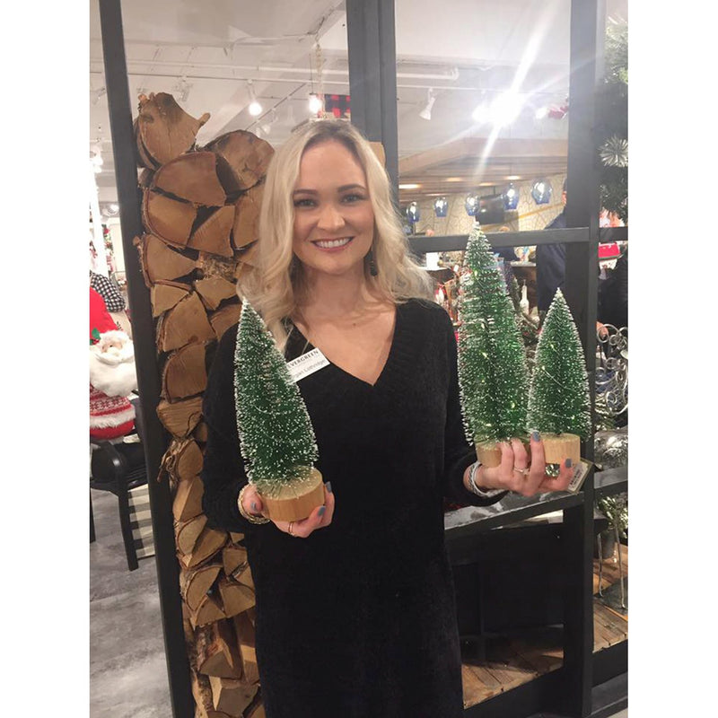 LED Color Changing Bottlebrush Trees, Green, Set of 3