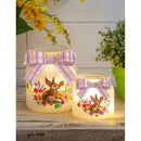 Glass LED Jar with Grassy Meadow and Bunny Scene, Set of 2