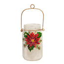 Glass Handpainted Poinsettia LED Mason Jar,8led7185c