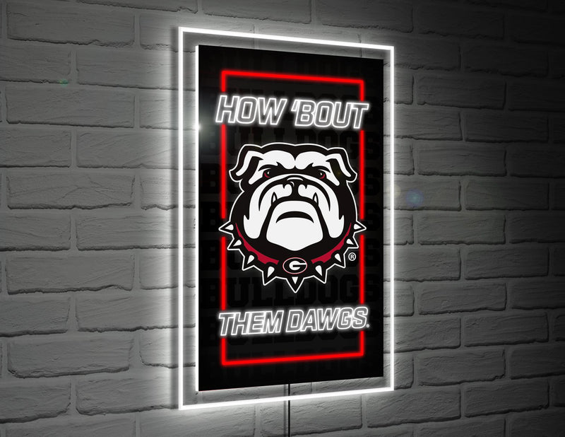 22"H x 14"L NeoLite Wall Decor, Rectangle, University of Georgia,8led914nlrt