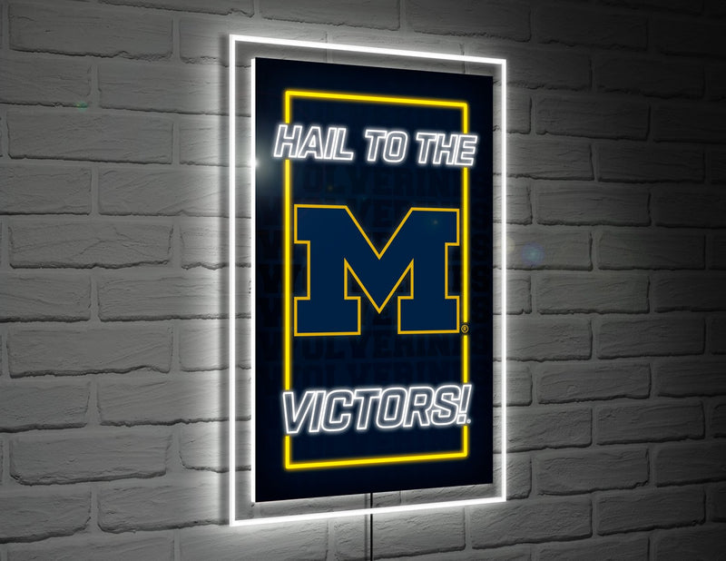 22"H x 14"L NeoLite Wall Decor, Rectangle, University Of Michigan,8led920nlrt