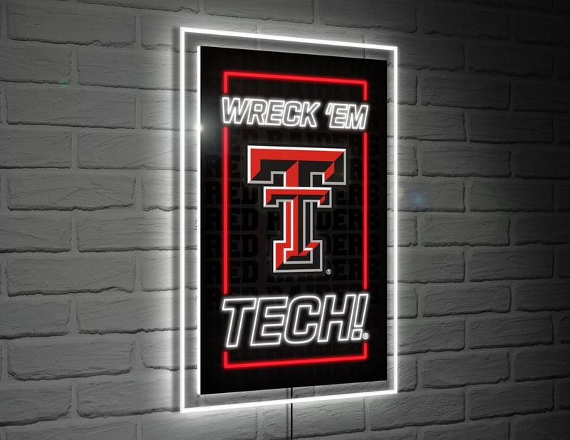 22"H x 14"L NeoLite Wall Decor, Rectangle, Texas Tech University,8led963nlrt