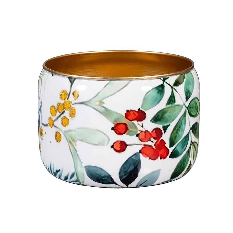 VivaStyle Planter, Metal Printed Planters, Festive Foliage, 8"H,  Set of 2