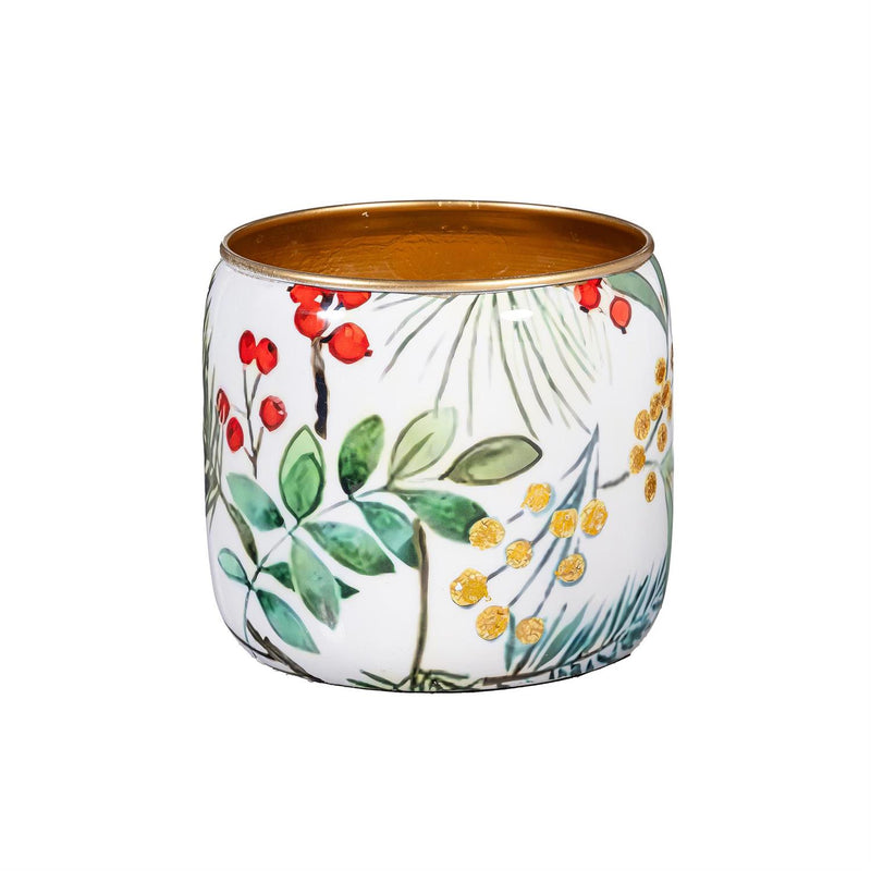 VivaStyle Planter, Metal Printed Planters, Festive Foliage, 8"H,  Set of 2