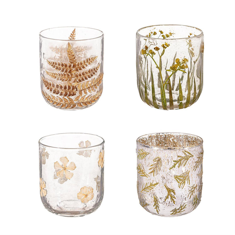 Dried Floral Mini Glass Planter, 4"H