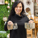 Dried Floral Mini Glass Planter, 4"H