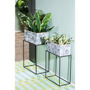 Metallic Embossed Floral Planters, Set of 2